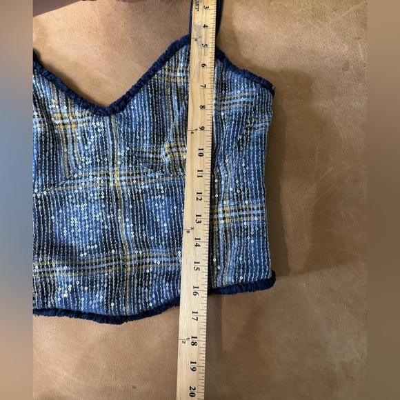 Miss Me Women's Sequins Plaid Print Crop Tank Country Western Y2K Size Medium - Picture 7 of 11